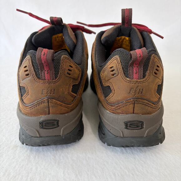 Skechers Steel Toe Safety Shoes Mens 8.5 Extra Wide Slip Resistant Brown Leather